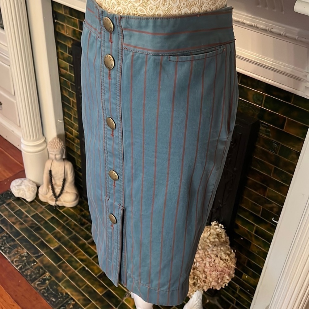 MARC JACBOS 100% Cotton Pin Stripe along Denim‎ Skirt Sz 2 - Picture 6 of 9